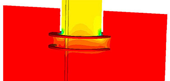 Pressure distribution at the top part of strainer