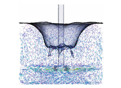 Free fluid surface cfd simulation in a turbo mixer