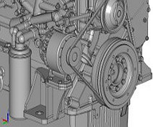 Details of an in-line six-cylinder engine CAD geometry