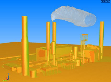 0.1% CO2 concentration above ammonia factory in the CO2 diffusion CFD analysis