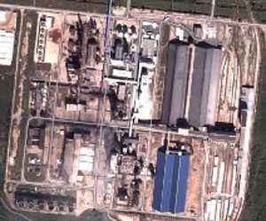 Satellite view of the ammonia factory in Google Earth