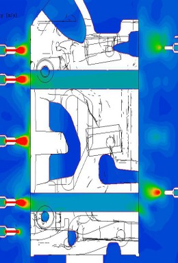 Velocity for the original design with air injectors