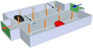 Car park ventilation geometry