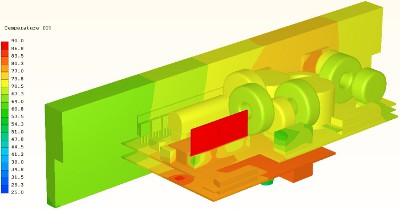 Component temperatures in electronics cfd simulation of the original design