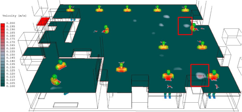 Draught map using air velocity in the comfort analysis of an office