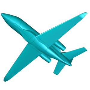 Private jet full scale geometry bottom quarter view